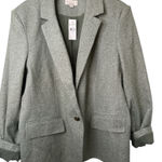 Loft  Green Herringbone Blazer Jacket with Elbow Pads NWT Photo 0