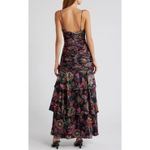 Hutch Tisha Ruched Maxi Dress Black Floral Multi Size 10 NWT Tiered Skirt w Slit Photo 8