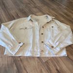 Blu Pepper  Women's Beige Cropped Denim Jacket Classic Trucker Style Large Photo 1