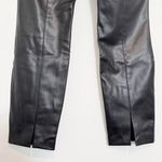 ZARA Faux Leather High Waisted Split Back Hem Pull On Black Pants Size Large Photo 5