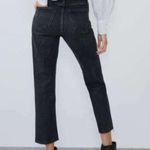 ZARA HIGH RISE TRUMPET FLARE
CROPPED DENIM JEANS — BLACK/GRAY SIZE 6 / 28 — NWT Photo 3