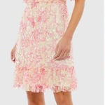 Mac Duggal 9148 Womens Pink Flounce Sleeve Floral Embellished Dress Photo 0