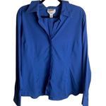 Talbots  Size 16 Royal Blue Button Down Shirt Wrinkle Resistant Stretch Office Photo 0