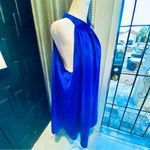 NWOT Royal Blue Woman’s Dress. Light Sleeveless Halter Neck Crepe Midi Dress Photo 4