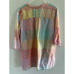 Lands' End Top Womens XL Pastel Plaid Linen Casual Preppy Coastal Career Photo 1