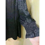 JODIFL  Satiny Black Animal Print Dress with Gathered Wrist and Pockets size L Photo 3