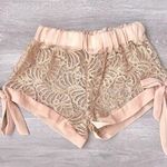 Lace Beach Cover Up Shorts XS Tan Photo 0