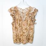 Ulla Johnson  Elisa Meadow Floral Print Ruffle Tan Pink Top Shirt Blouse Size 4 Photo 2
