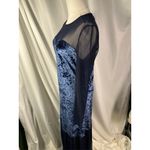 Entro  Velvet Mesh Long Sleeve Gown Maxi Dress Blue Size L Evening Formal Holiday Photo 6