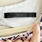 ZARA  Geometric Patterned Sleeveless Romper, White and Pink, Size Medium Photo 5