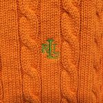 Ralph Lauren  Cable Knit Crewneck Sweater Large Orange Fisherman Preppy Academia Photo 3