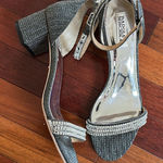 Badgley Mischka Silver Diamond Block Heels Cocktail Party Glam Glitter Holiday Photo 0