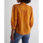 EXPRESS  small relaxed half sleeve portofino shirt -   Mustard Yellow Photo 11