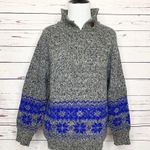 Vintage Segue Gray & Blue Fair Isle Wool Sweater Size Medium Photo 1