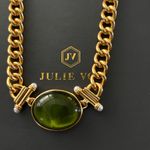 NWOT Julie Vos Gold Necklace with Green Accent Photo 4