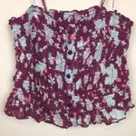 Free People FP ONE Women’s Floral Print Button-Up Smocked Crop Ruffle Tank Top Photo 1