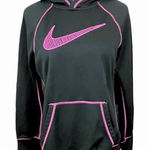 Nike Therma Fit Black and Pink Embroidered Pullover Hoodie M Photo 0