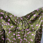 Lush Clothing Lush Feel So Lucky Satin Long Sleeve Romantic Blouse Size S Green Pink Photo 3