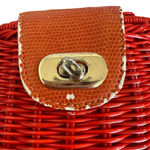 Maggi B Shoulder Bag Wicker Purse Square Bag Burnt Orange 7" L x 5" H 17" strap Photo 1