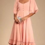 Lulus My Darling Love Peach Three-Quarter
Sleeve Handkerchief Midi Dress Size S Photo 0