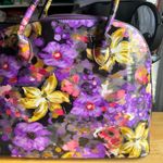 Purple Lady's Bag with Floral Print Photo 1