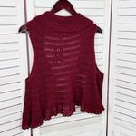 BCBGMAXAZRIA  Crochet Shrug Sweater Vest Burgundy Cherry Red Medium Large Photo 8