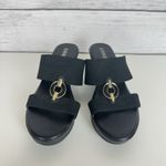 Anne Klein  Black Hadya Wedge Sandals Women's Size 7.5 Summer Going‎ Out Career Photo 1
