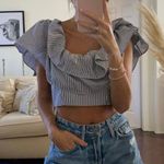These Three Boutique Blue Striped Crop Top Photo 0
