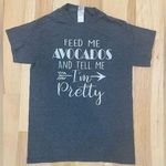 Gray ‘Feed me avocados and call me pretty’ Sz S tee shirt Photo 0