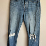 Levi's Levi’s Premium Mid Wash Blue Denim Wedgie Straight Leg Jeans Women 29 Distressed Photo 0