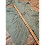 SO  Juniors Floral Print Lace Up Peasant Blouse Top Sage Green Large Crop Shirt Photo 6