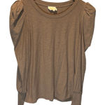 Nation Ltd  Light Brown Puff Sleeve Long Sleeve Tee - size Medium Photo 0