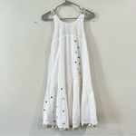 Anthropologie Leifnotes White Eyelet Gold Trim Beaded Sleeveless Dress Size 2 Photo 9
