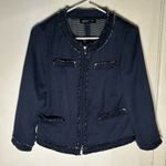 Jones New York Zip Up Frayed Navy Jacket 4 Corporate Siren Quiet Luxury Grandma Photo 3
