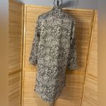 Chico's Black Gold Metallic Floral Button Front Duster Jacket size 1 M 8 silk Photo 1