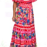 VICI RED FLORAL PRINTED OFF
SHOULDER MAXI DRESS LIGHTWEIGHT FLOWING SKIRT Photo 0