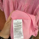 Old Navy DRESS Shirt Button Size Large Pink Stripes Linen Blend Summer Colorful Photo 3