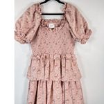 Hyacinth House Womens Dress Beige Mini Floral Smocked Ruffle Puffed A Line Large Pink Photo 4
