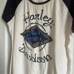 Harley Davidson White Woman’s Size Large Lace Sleeves T-Shirt Photo 1