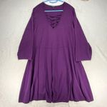 Torrid  Purple Knit Dress Plus Size 5X Criss Cross V‎ Neck 3/4 Sleeve Photo 0