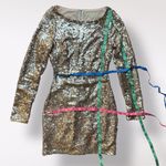 Just Me Rose Gold All Over Sequin Long Sleeve Body Con Mini Dress Size XS Party Photo 3