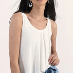 AQUA  Sleeveless Asymmetric Overlay Tank Top Women’s S White Lightweight Classy Photo 0