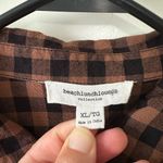 Beach Lunch Lounge Womens Tunic Buffalo Check Plaid Long Sleeve Size XL Photo 3