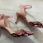 Louise et Cie Lo-Kota Pink Snakeprint Leather Ankle Strap Heels Photo 8