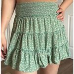 American Eagle Ditsy Floral Tiered Pull On Mini Skirt Size XXL Balletcore Y2K Green Photo 0