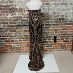 Miss Ord Formal Evening Gown Womens XL Black Gold Strapless Sequin Mermaid Dress Photo 4