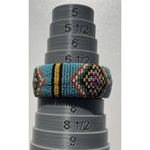 Vintage Handmade Navajo Indian Beaded Bracelet White Blue Red Yellow Sz 7.5” Photo 12
