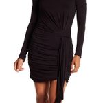 Kendall + Kylie V Neck Wrap Dress Black XS Bodycon Mini Ruched LBD Photo 2