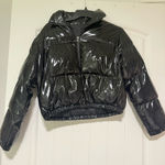 Leather puffer jacket Black Size undefined Photo 0