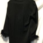 Black Long Sleeve Button Down Shirt Top with Faux Fur Cuffs Women's siize S Photo 2